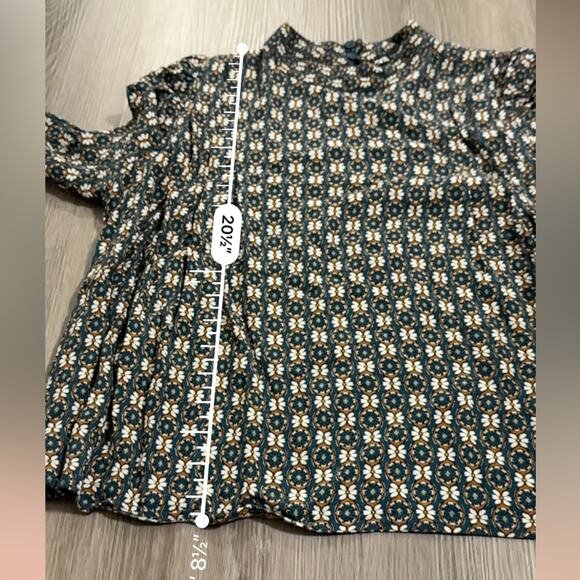 Zara Blue, White & Orange Floral Print Long Sleeve Top Size M - Picture 10 of 10